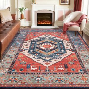 Large Non-Slip Boho Rust Rug