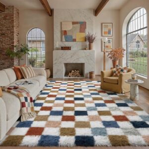 8x10 Geometric Checkered Rug