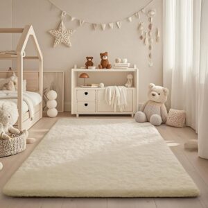 Non-Slip Ivory Fluffy Soft Rug