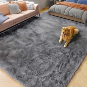 Aesthetic Grey Shaggy Rug